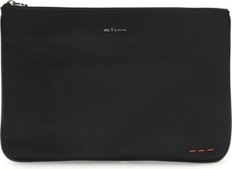 Kiton Mens Pouch Bag Black Nylon Clutch