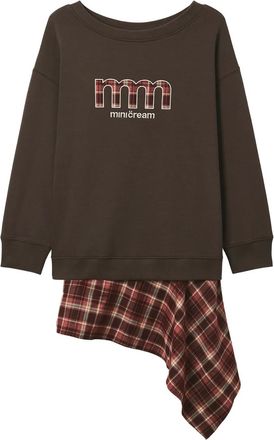 Mini Cream Geruite sweater - Bruin