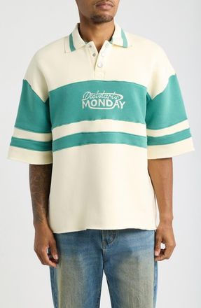 Diet Starts Monday Fleece Panel Polo in Cream/emerald at Nordstrom, Size X-Large