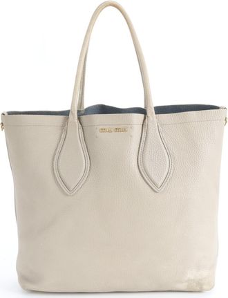 Miu Miu Grayish Leather Handbag Tote Bag (Pre-Owned)