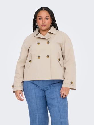 Only Carmakoma Kurzjacke ONLY CARMAKOMA CARAPRIL LIFE SHORT TRENCHCOAT OTW NOOS, Damen, Gr. XL, braun (oxford tan), Web, Obermaterial: 100% Polyester, unifarben, kur