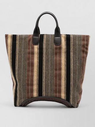 Emporio Armani woven stripe shoulder bag leather trim
