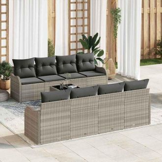 vidaXL Vidaxl - Conjunto De Sof&aacute; De Jard&iacute;n 9 Pcs Gris Claro 55 X 55 X 37 Cm