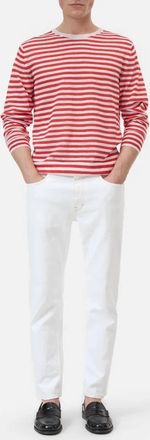 Closed Mens Striped Crewneck Sweater In Laser Red