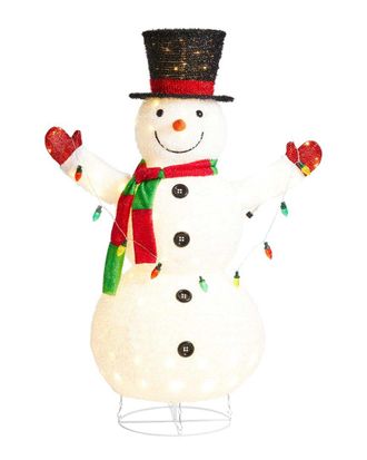 Glitzhome Outdoor Lighted Foldable Fabric Snowman