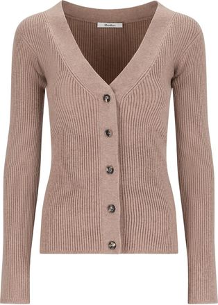 Max Mara ribbed V-neck cardigan - women - Wool/Cashmere/Polyamide/Elastane - S - Neutrals