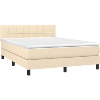 vidaXL Cama Box Spring Con Colch&oacute;n Tela Color Crema 140x200 Cm Vidaxl