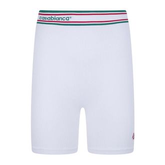 Casablanca Ribbed Knit Shorts met Kenmerkende Streep Tailleband - Dames - Korte broeken - Wit - Maat: S/M Polyamide