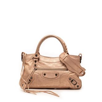 Balenciaga Pre-owned Balenciaga Metallic Craquele Suede Motocross Classic First Satchel Ladies MJS3I6H5TMCX07PY