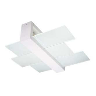Sollux Lighting L&aacute;mpara de techo blanco madera, vidrio alt. 12 cm