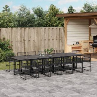 vidaXL Set De Comedor De Jard&iacute;n 13 Pzas Rat&aacute;n Sint&eacute;tico Negro Vidaxl
