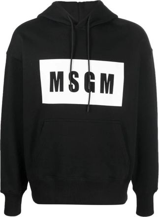 Msgm Hoodie Sweater met Logo aan de Voorkant - Heren - Hoodies - Zwart - S - Katoen - Hoodies & sweatvesten