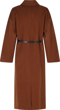 Semicouture Brown Isolde Belted Straight Silhouette Wool Coat