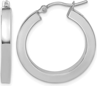 Diamond2Deal 14k Gold 3mm Square Shape Tube Hoop Earrings