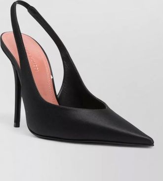 Amina Muaddi silk satin slingback pumps
