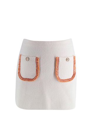 Maje Cream Tweed Skirt with Contrast Trim Detail Size XS