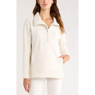 Zella Kickback Ottoman Half Zip Tunic in Ivory Egret at Nordstrom Rack, Size Xx-Large