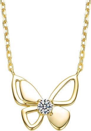 Rachel Glauber 14K Plated Cz Butterfly Necklace