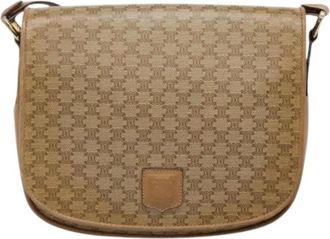 Celine Pre-owned Vintage macadam schoudertas - Dames - Vintage Schoudertas - Beige - ONE Size - Leer - Vintage