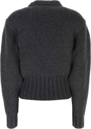 Alexander McQueen Womens Crewnk Sweater Gray Wool Cashmere Nylon