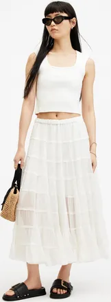 AllSaints Eva Elasticated Waist Tiered Maxi Skirt