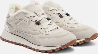Brunello Cucinelli Shearling-lined suede low-top sneakers
