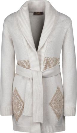 Moorer Cardigan Gadwa-Dkf con cintura - Toni neutri
