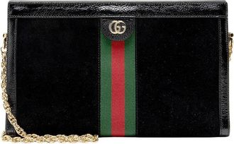 Gucci Black Suede Ophidia Large Chain Shoulder Bag (Authentic Pre-Loved)