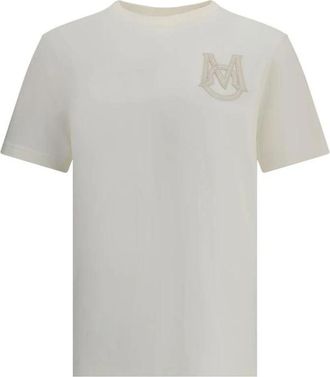 Moncler Tops, Heren, Wit, M, Katoen, Katoenen T-shirt met logo en applicaties