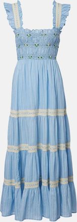Rixo Aubrie lace-trimmed cotton midi dress