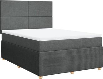 vidaXL Cama Box Spring Con Colch&oacute;n Tela Gris Oscuro 140x190 Cm Vidaxl