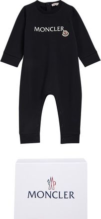 Moncler Stretch Cotton Fleece Romper in Navy at Nordstrom, Size 12-18M