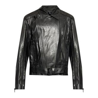 Balmain Leather Jackets, male, Black, Size: 2XL Lambskin leather jacket