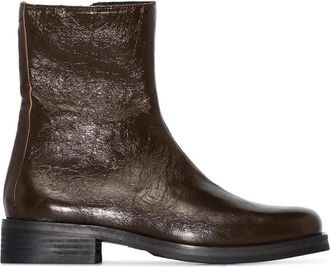 Our Legacy Schoenen, Heren, Bruin, 44 EU, Bruine leren rits enkellaarsjes