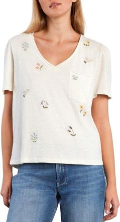 BILLY T Wild Meadow Embroidered Puff Sleeve Cotton T-Shirt in White Flower at Nordstrom, Size X-Large