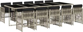 vidaXL Set De Comedor De Jard&iacute;n 11 Pzas Y Cojines Rat&aacute;n Sint&eacute;tico Gris Vidaxl