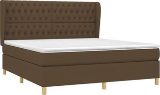vidaXL Vidaxl - Cama Box Spring Con Colch&oacute;n Tela Marr&oacute;n Oscuro 180x200 Cm