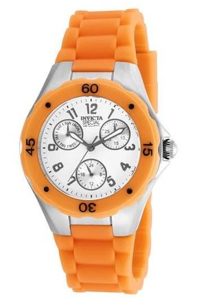 Invicta Angel Lady Silicone Strap Watch, 38mm in White/Orange at Nordstrom Rack