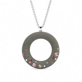 Gold & Honey Womens Confetti Donut Necklace In Grey