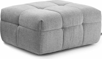 Oviala Puf de madera y poli&eacute;ster con efecto acolchado gris