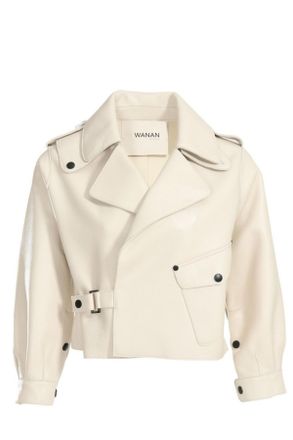 Wanan Luxury Ilaria Jacket in White Lambskin Leather