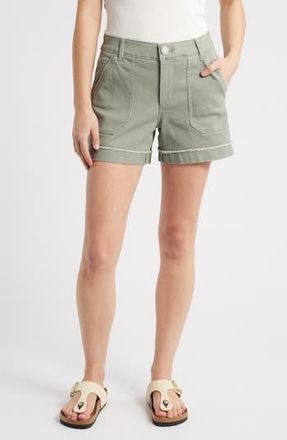 Wit & Wisdom Frayed Patch Pocket High Waist Twill Shorts in Deep Seagrass at Nordstrom Rack, Size 18 (Similar To 14W)