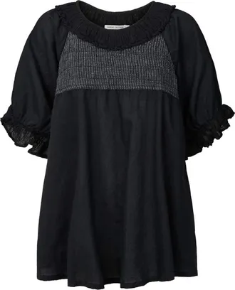 Rabens Saloner Zwarte Angel Top Dorita Blouse - Dames - Blouses - Zwart - S - Katoen - Overhemden