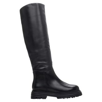 Estro & Luminara Schoenen, Dames, Zwart, 36 EU, Leer, Dames Zwarte Leren Winterlaarzen Er 00114217
