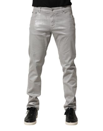Dolce & Gabbana Mens Silver Cotton Stretch Slim Denim Jeans Elastane Clothing