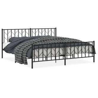 Berkfield Home Metal Bed Frame without Mattress with Footboard Black 193x203cm | Size: 193x203 cm