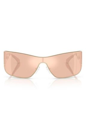 Michael Kors Melbourne 143mm Shield Sunglasses in Light Gold /Pink at Nordstrom
