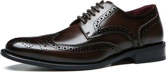 Generic Mens Dress Shoes Non-Slip Casual Oxford Sneakers Business Lace Up Brogue Office Shoes,Dark Brown,6.5 UK