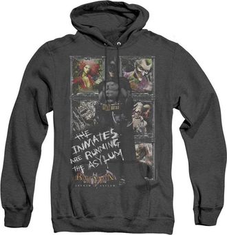 Gildan Batman Arkham Asylum Running The Asylum Adult Heather Hoodie / Hooded Sweatshirt