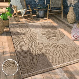 Paco Home Paco Home - Alfombra Salon De Habitacion Cocina Exterior Terraza Boho Floral Flecos Beige 160x220 Cm